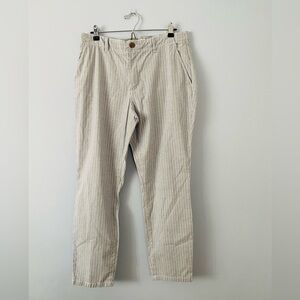 H&M LOGG Womens 12 Blue White Striped Casual Cotton Stretch Ankle Pants NEW